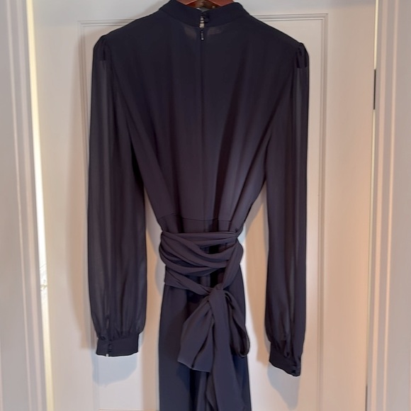 NWT Hobbs Vera long sleeve wide leg jumpsuit in navy blue with wrap tie - Picture 6 of 16